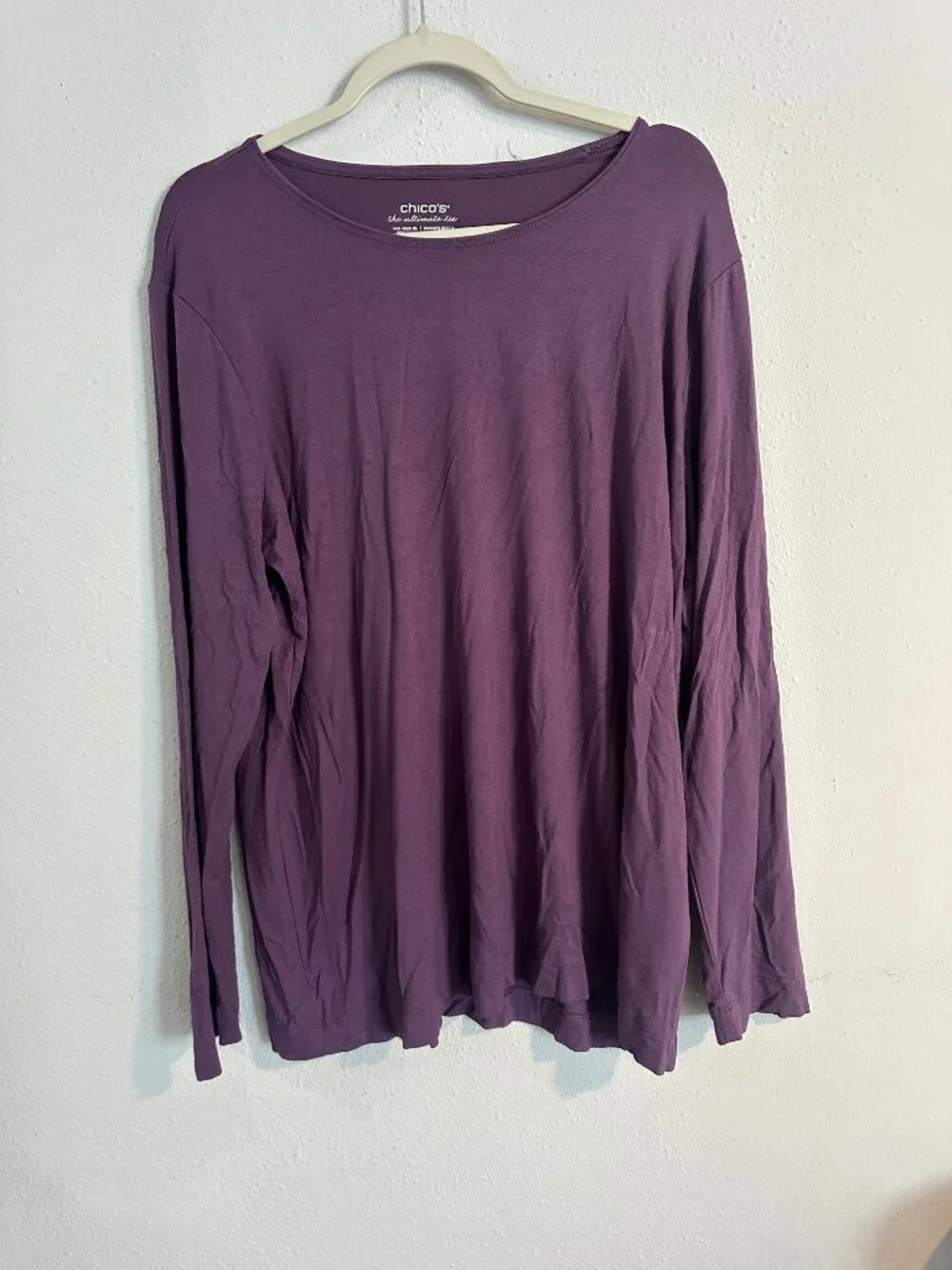 Chico’s Ultimate Tee Purple Long Sleeve Top Size XL (Chico’s 3) Rayon Stretch - Picture 2 of 7